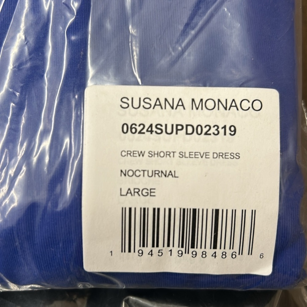 Susana Monaco NWT Crew Short Sleeve Dress in Nocturnal Blue (0162) - Picture 5 of 9